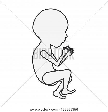 sketch silhouette of side view fetal growth a semestrer vector illustration