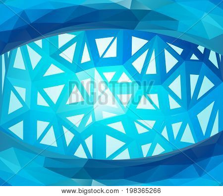 Blue luminous triangle background. Shining and contemporary vector illustration