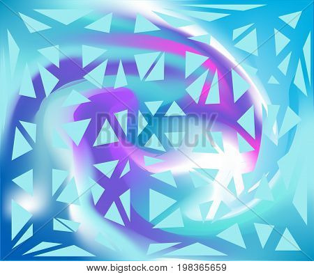 Blue luminous triangle background. Shining and contemporary vector illustration