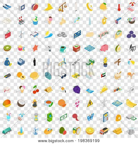 100 dubai icons set in isometric 3d style for any design vector illustration