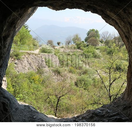 View from a cave on a plateau near Grenoble, France