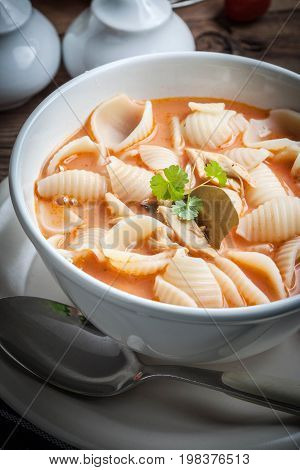 Fresh Tomato Soup With Conchigliette.