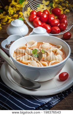 Fresh Tomato Soup With Conchigliette.