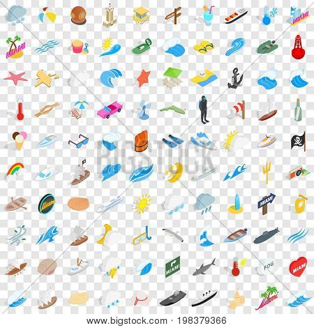 100 naval icons set in isometric 3d style for any design vector illustration