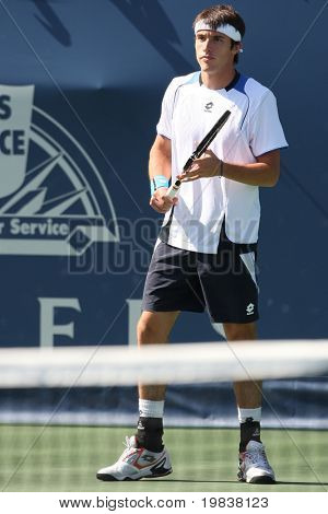 LOS ANGELES, CA. - 27 กรกฎาคม: Leonardo Mayer ของอาร์เจนตินา (ภาพ) และ [สุขา] James Blake ของเล่นในสหรัฐอเมริกา 