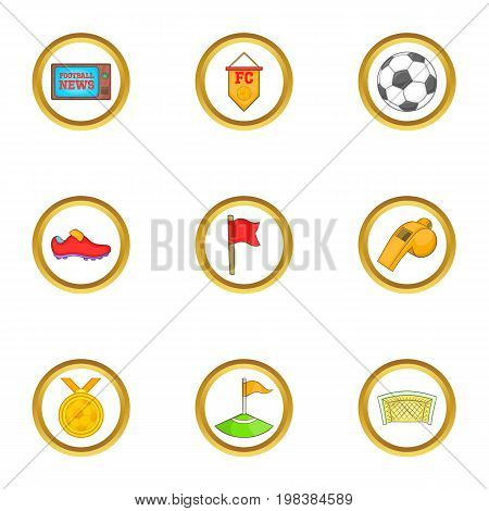 Football icons set. Cartoon set of 9 football vector icons for web isolated on white background