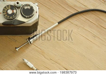classic shutter cable released and single lens reflect film camera