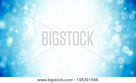 white bokeh blur background / Circle light on blue background / abstract light background
