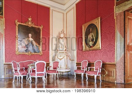 VALTICE, THE CZECH REPUBLIC - JUNE 31, 2017: Valtice contains one of the most impressive baroque residences of central Europe. Interior scene. Travel destination.