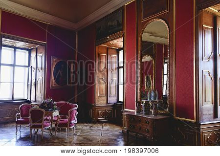VALTICE, THE CZECH REPUBLIC - JUNE 31, 2017: Valtice contains one of the most impressive baroque residences of central Europe. Interior scene. Travel destination.