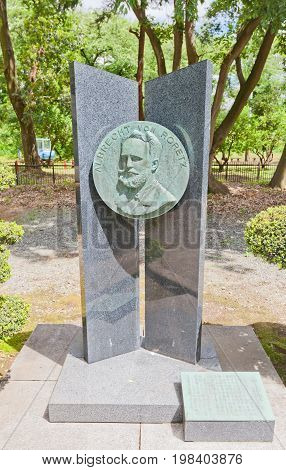 YAMAGATA JAPAN - MAY 28 2017: Memorial of Albrecht von Roretz in Local History Museum in Yamagata Japan. Roretz (1846-1884) was doctor professor and deputy hospital director in Yamagata hospital