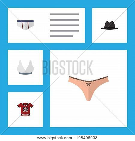 Flat Icon Clothes Set Of Panama, Underclothes, Brasserie And Other Vector Objects