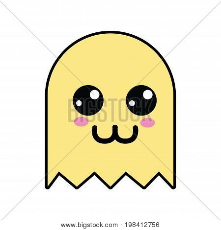 kawaii cute happy videogame character vector illustration