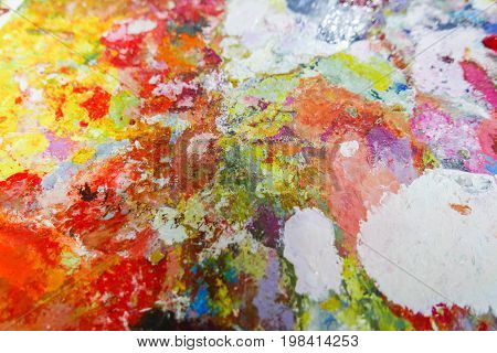 Abstract color Palette Acrylic Oil paint Color texture. Spots of oil paint. Modern art. Abstract art Painting background.