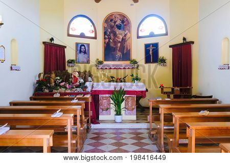 Rovigo, Italy - July, 8, 2017: interior of a small church in Rovigo, Italy
