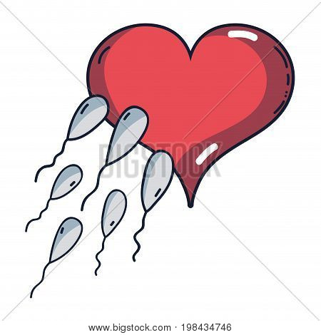 spermatozoon reproduction fertilizing ovum in heart shape vector illustration