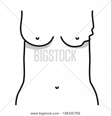 line mother breast cancer sickness and treatment prevention vector illustration