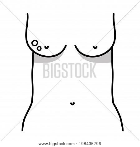 line mother breast cancer sickness and treatment prevention vector illustration