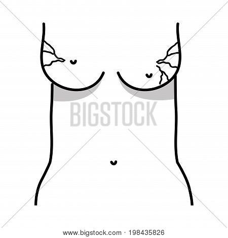 line mother breast cancer sickness and treatment prevention vector illustration