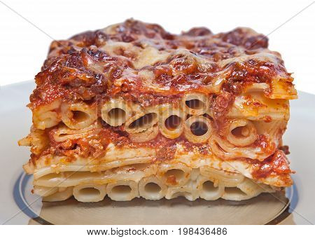Italian cuisine. Italian baked pasta ziti cooked in the oven.
