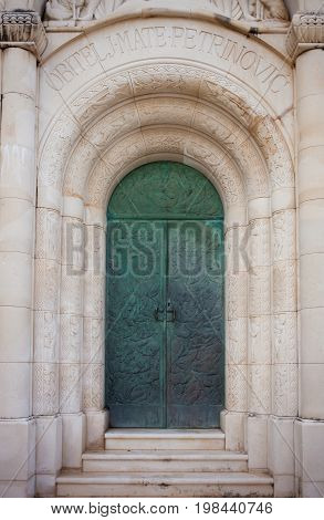 Iron door of the byzantine mausoleum in the island of Brac, Croatia