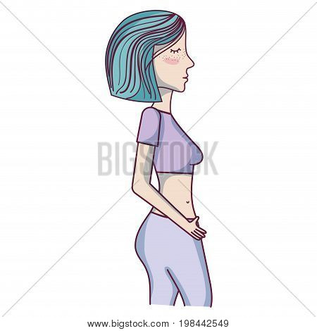 woman healthy lifestyle relaxion and nutrition vector illustration