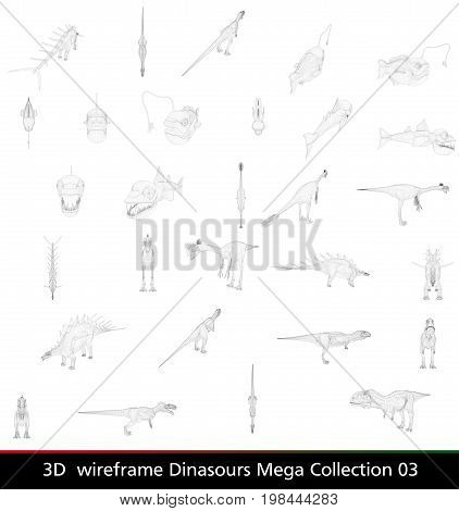 3D Wireframe Dinasour Collection