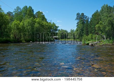 Smal mountain river Kika. Republic of Buryatia Russia  summer nature  travel