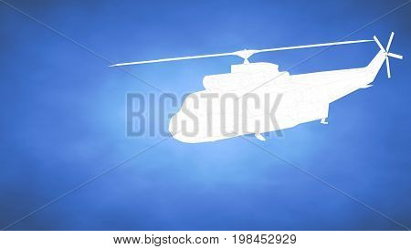 Outlined 3D Rendering Of An Airplane Inside A Blue Studio