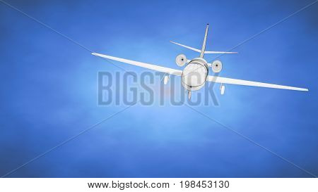 Outlined 3D Rendering Of An Airplane Inside A Blue Studio