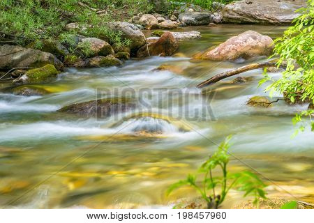 Kolasinskaya River Flows Through The City With A Rapid Flow. Montenegro, Kolasin.