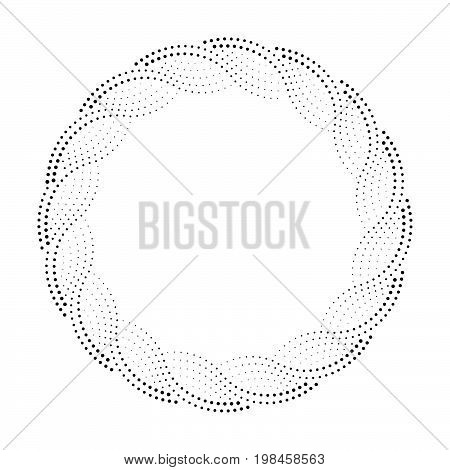 Round halftone border, black and white decorative frame isolated on white,  circle subtle pattern