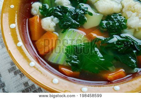 nettle soup.Russian green shchi with nettle freshness cooked close up
