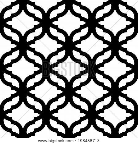 Geometric trellis pattern. Black and white seamless background. Screen print vector texture. Website textured pattern. Oriental seamless background. Vector seamless pattern for interior design