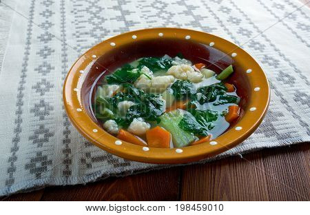 nettle soup.Russian green shchi with nettle  mediterranean cooked close up