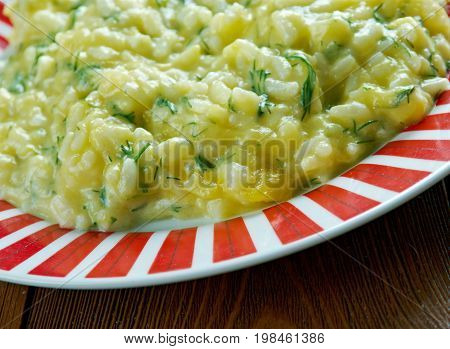 zucca risotto - risotto with pumpkin close up meal