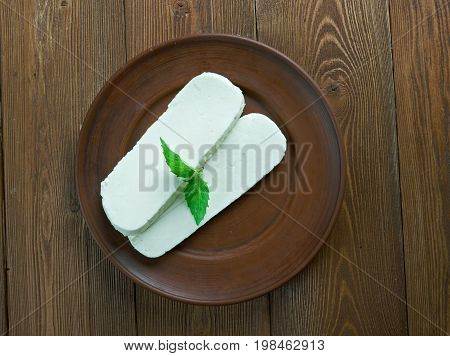 Tushuri Cheeses. Georgian cuisine close up meal