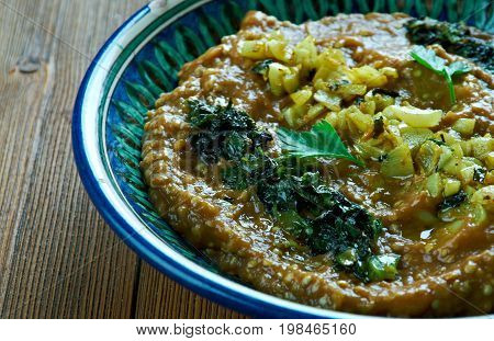 Kashk e Bademjan Persian Eggplant Dish close up meal