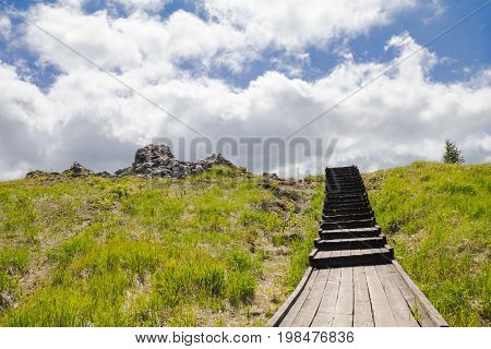 Beautiful landscape mountain and road view of Utsukushigahara is one of the most important and popular natural place in Nagano Japan.