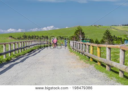 Nagano Japan - June 17 : People are walking at Utsukushigahara is one of beautiful landscape mountain view and most important and popular natural place in Nagano Japan.