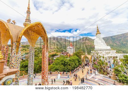 PHETCHABUN THAILAND - JANUARY 3 2017: Phrathat phasornkaew temple is one of the most important for meditation and beautiful landscape view or popular place in Phetchabun Thailand.