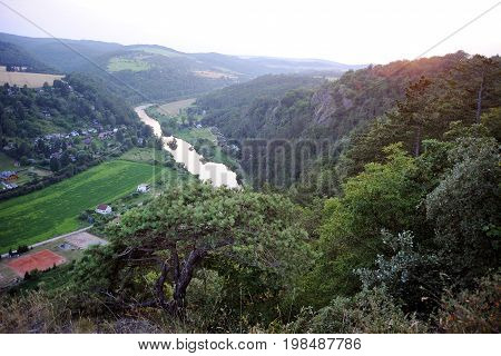 Sunset in Bohemian landscape, valley of river Berounka