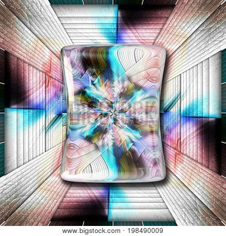 3D rendering combo artwork with fractal and fractal vertical pilow button