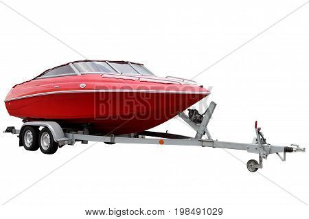 Modern Motor boat isolated on white background.