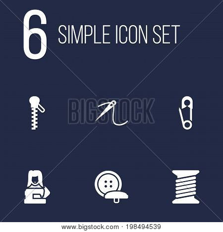 Collection Of Tailor, Pintle, Clothier And Other Elements.  Set Of 6 Sewing Icons Set.