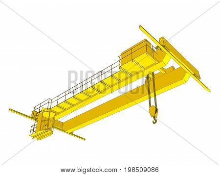 Factory overhead crane. EPS 10 vector format. Vector rendering of 3d