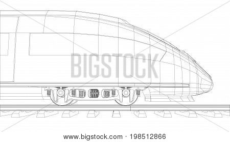 Abstract polygonal high-speed passenger train. Traveling concept. Vector illustration. Vector rendering of 3d. Wire-frame style