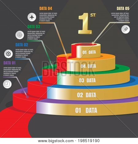 5 Stair/platform strategy steps, Business infographic template