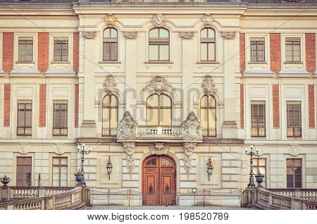 Castle in Pszczyna town in Poland. Beautiful antique neo baroque castle.