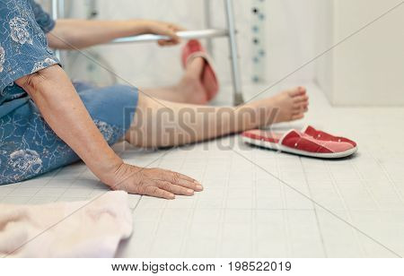 elderly falling in bathroom because slippery surfaces .